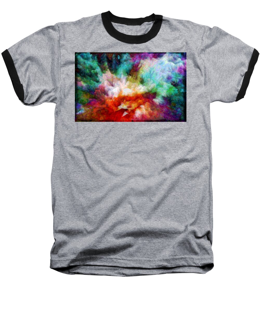 Abstract Baseball T-Shirt featuring the digital art Liquid colors - enamel edition by Lilia S