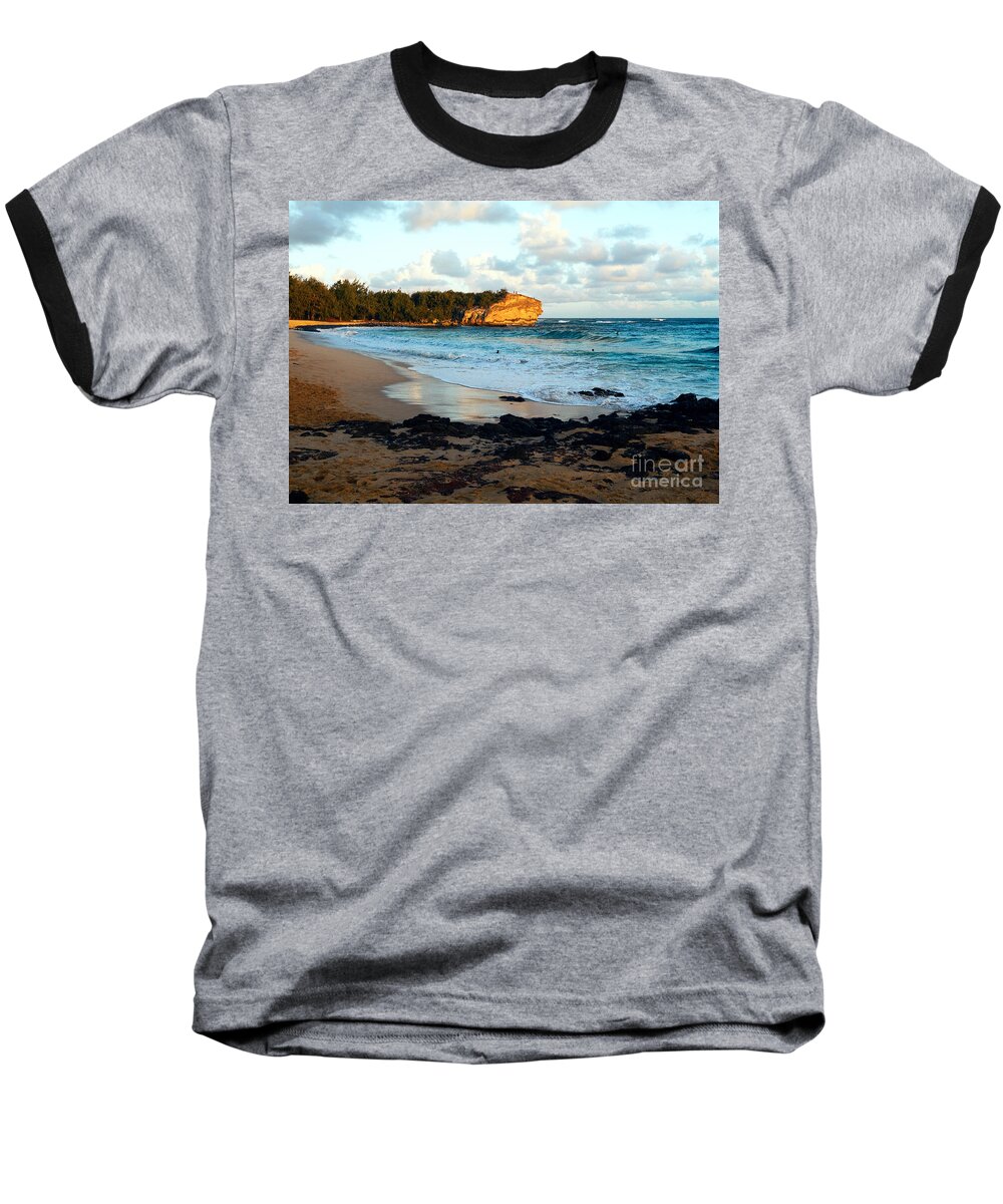 Shipwrecks Beach Baseball T-Shirt featuring the photograph Local Surf Spot Kauai by Roselynne Broussard