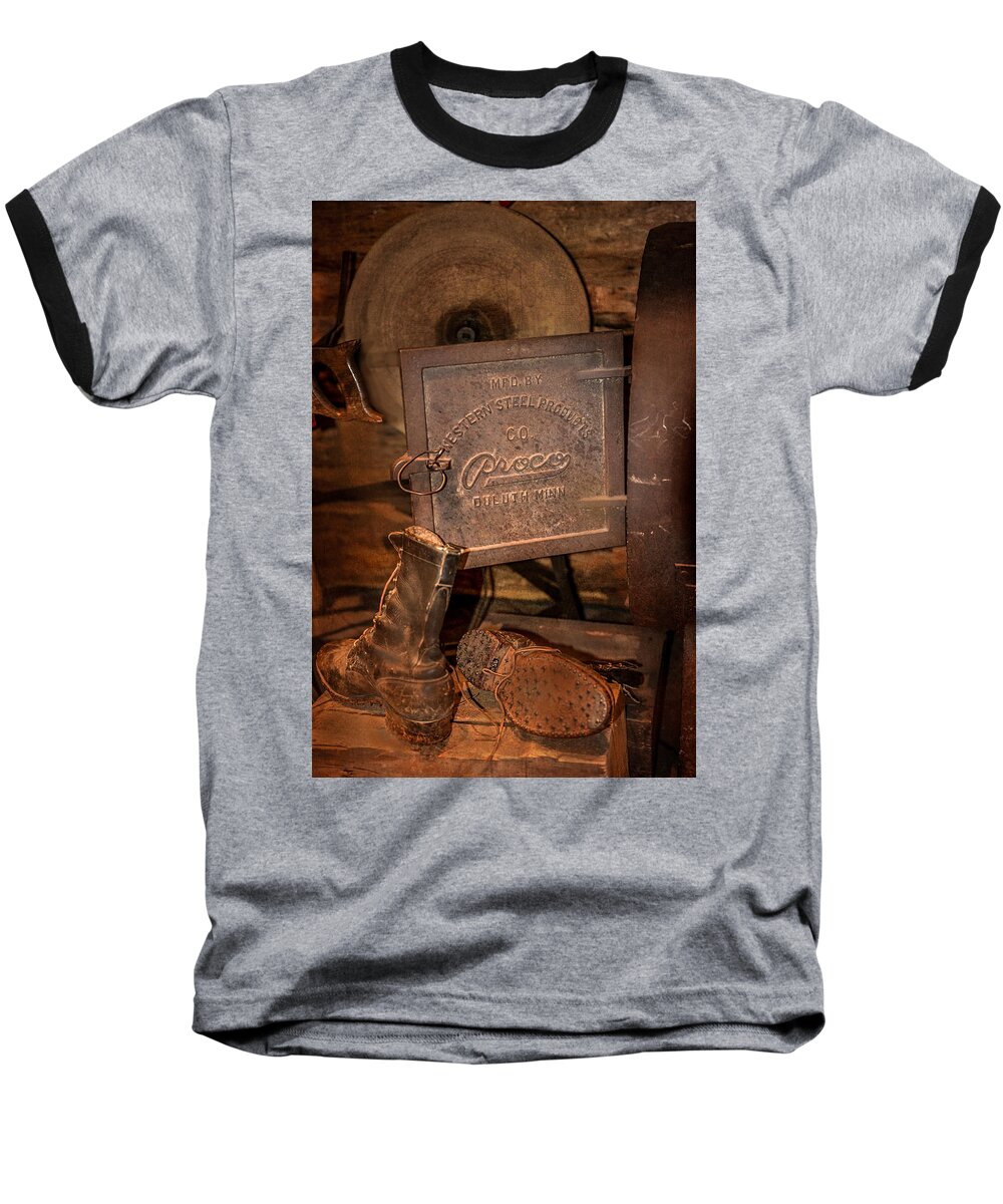 Boots Baseball T-Shirt featuring the photograph Logging Boots by Paul Freidlund