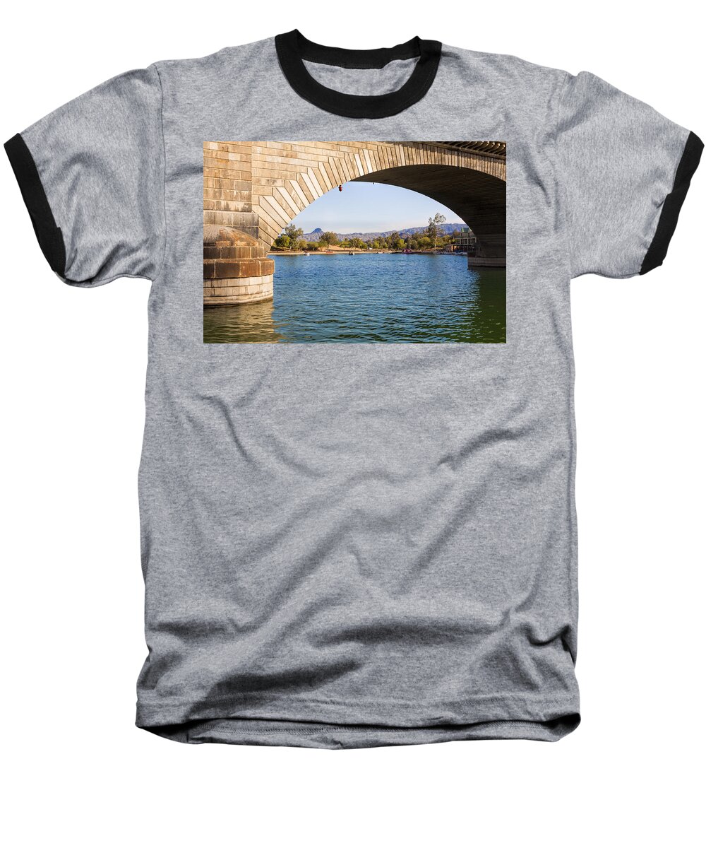 Fred Larson Baseball T-Shirt featuring the photograph London Bridge at Lake Havasu City by Fred Larson