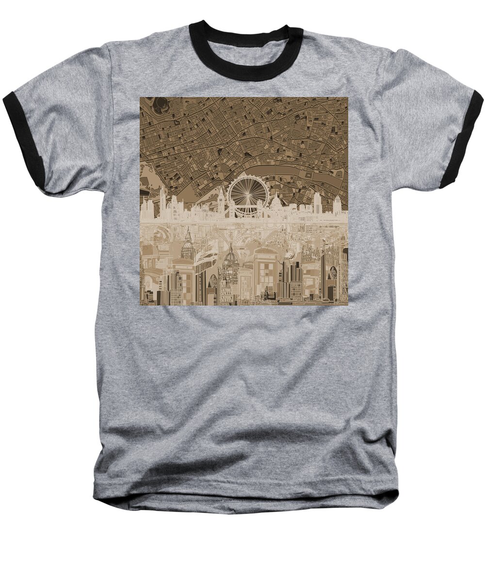London Baseball T-Shirt featuring the painting London Skyline Abstract 11 by Bekim M