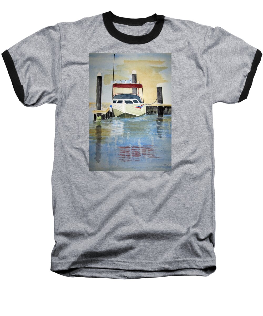 Boat Baseball T-Shirt featuring the painting Lone Boat by Elvira Ingram