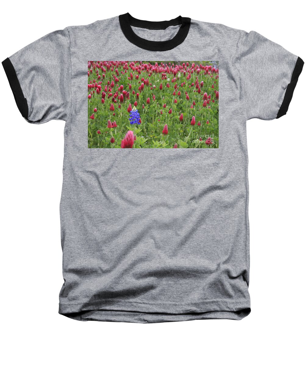 Texas Baseball T-Shirt featuring the photograph Lonely Bluebonnet by Jerry Bunger