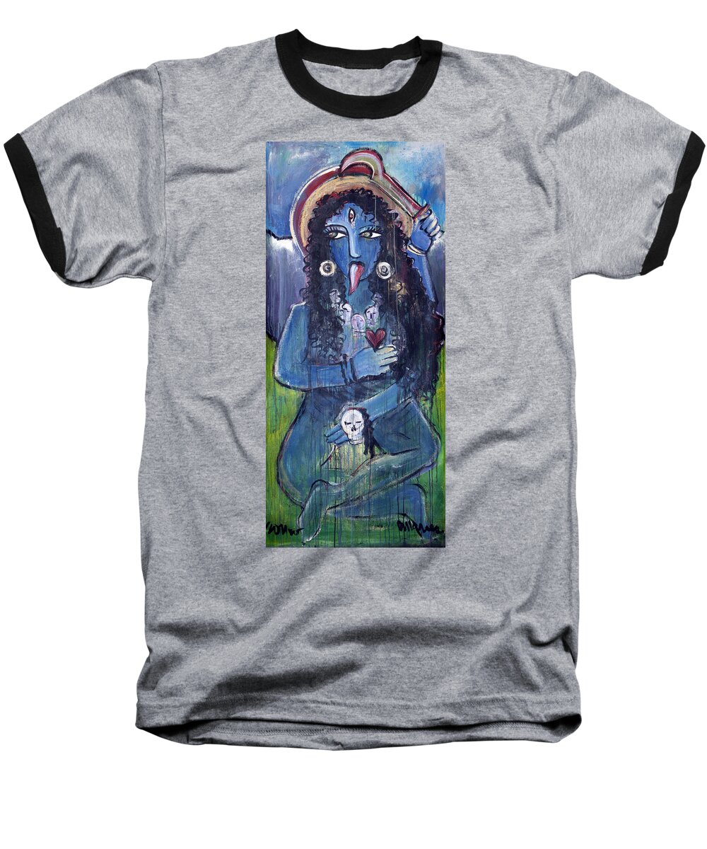 Hindu Baseball T-Shirt featuring the painting Love for Kali by Laurie Maves ART