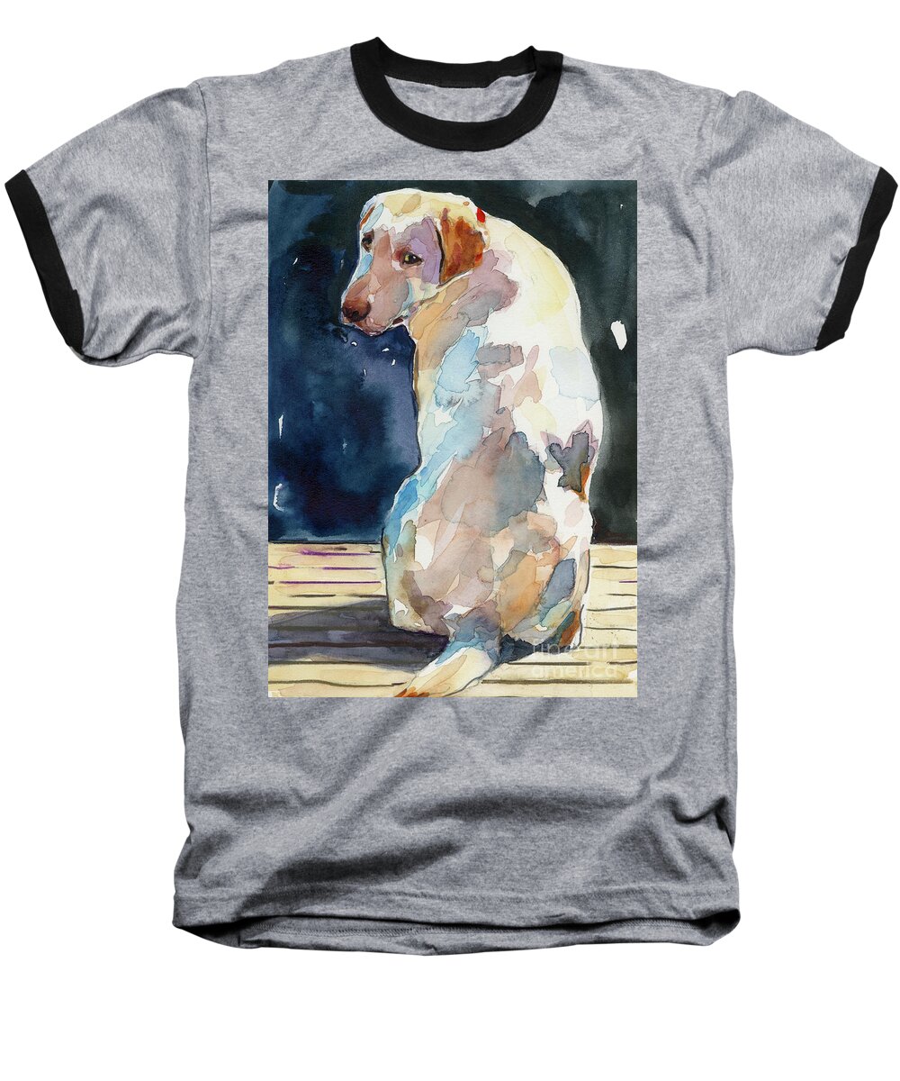 Labrador Retriever Baseball T-Shirt featuring the painting Lucy Moon by Molly Poole