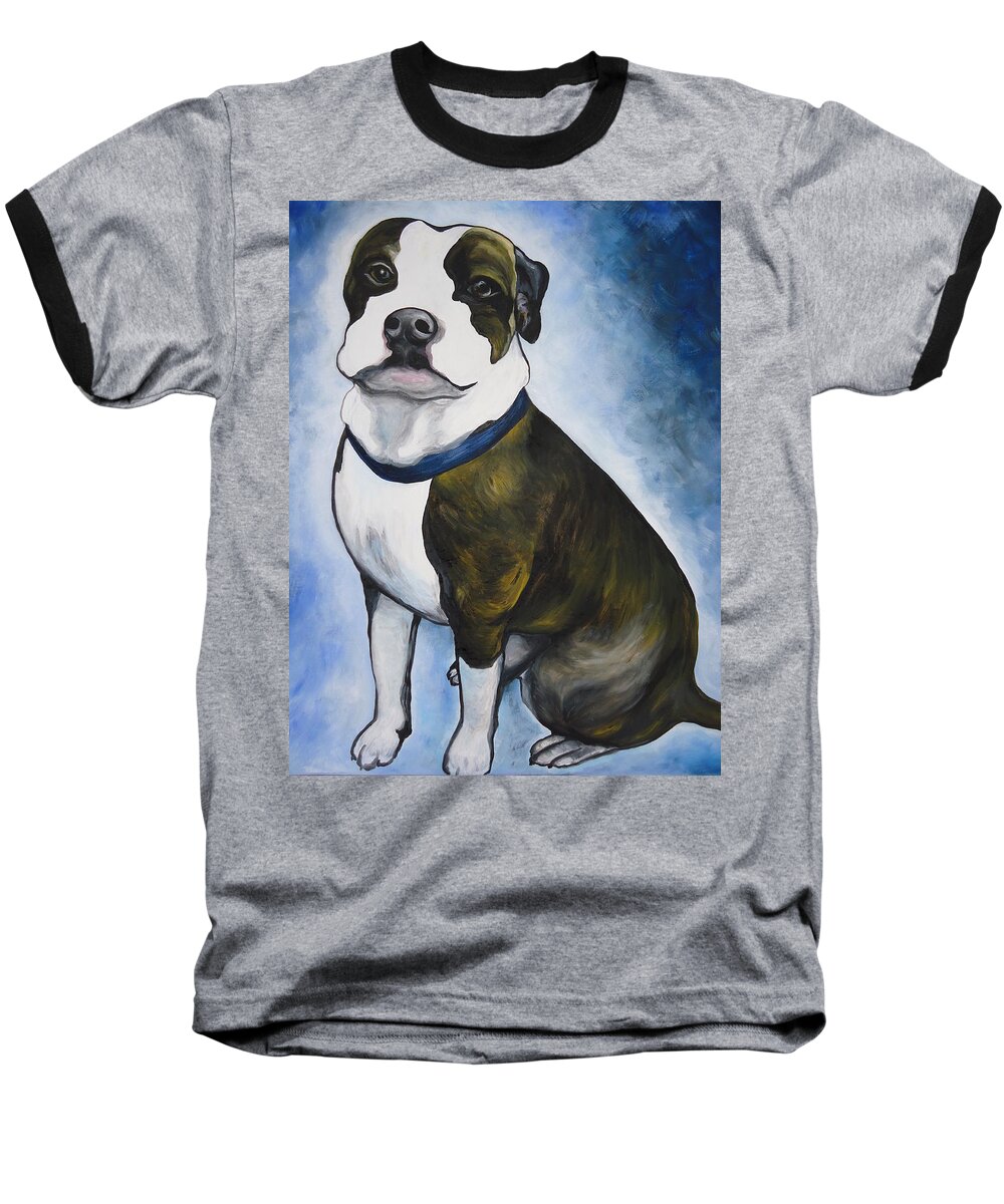 Pittbull Baseball T-Shirt featuring the painting Lugnut by Leslie Manley