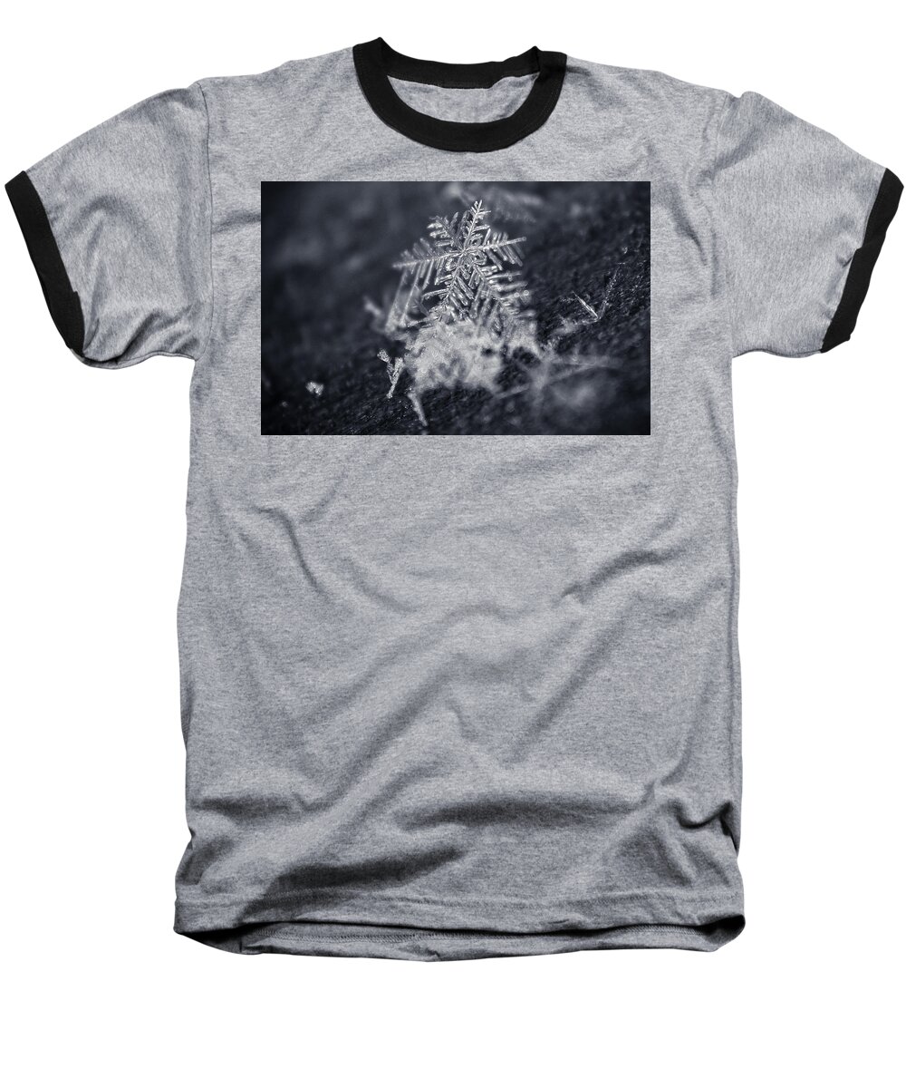 Macro Baseball T-Shirt featuring the photograph Macro Snowflake by Amber Flowers
