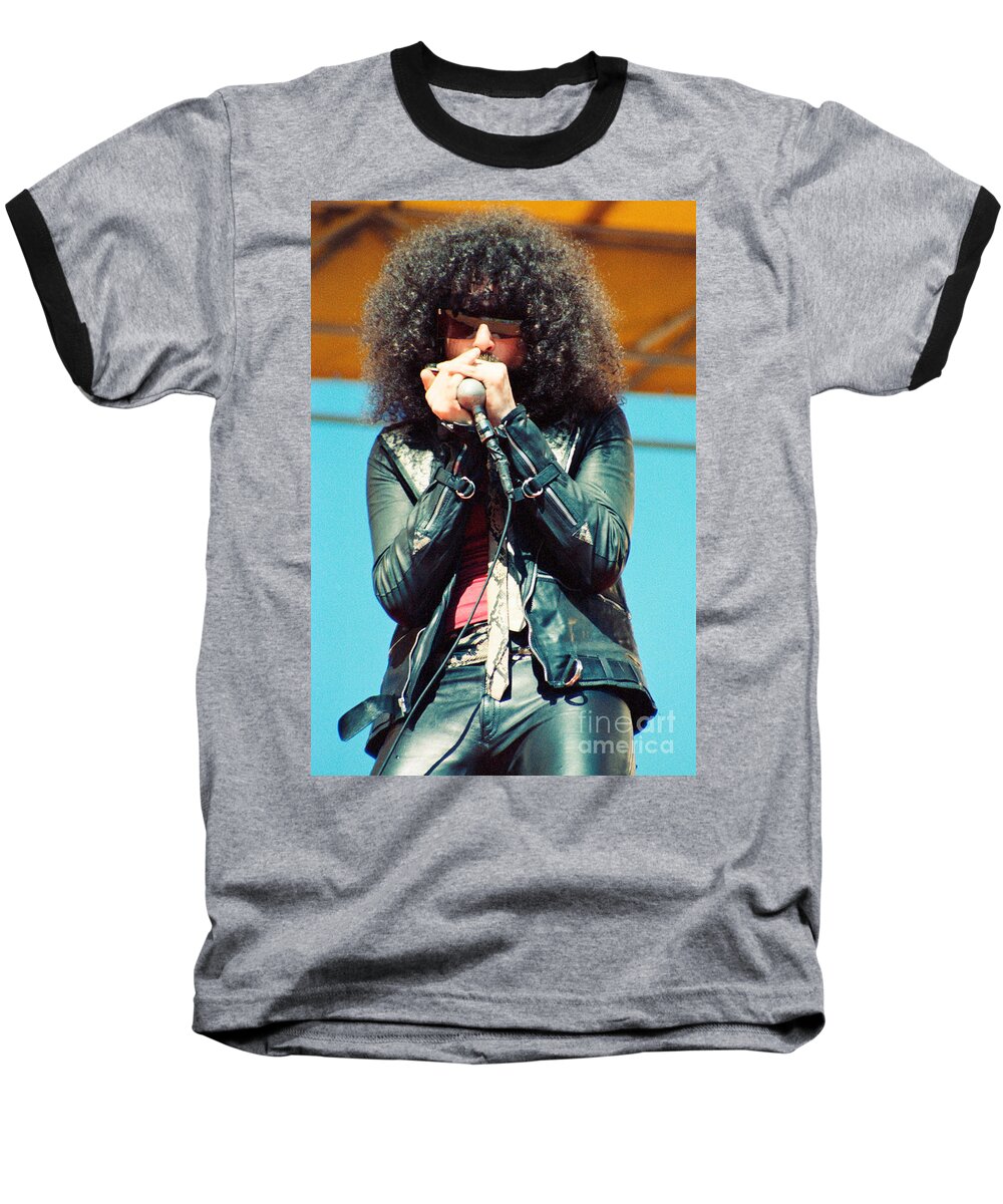 Magic Dick Baseball T-Shirt featuring the photograph Magic Dick from J Geils Band - Day on the Green July 4th 1979 by Daniel Larsen