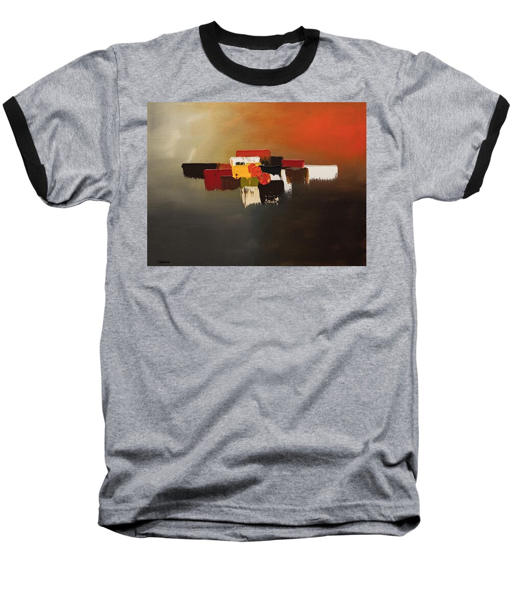 Abstract Art Baseball T-Shirt featuring the painting Majestic by Carmen Guedez