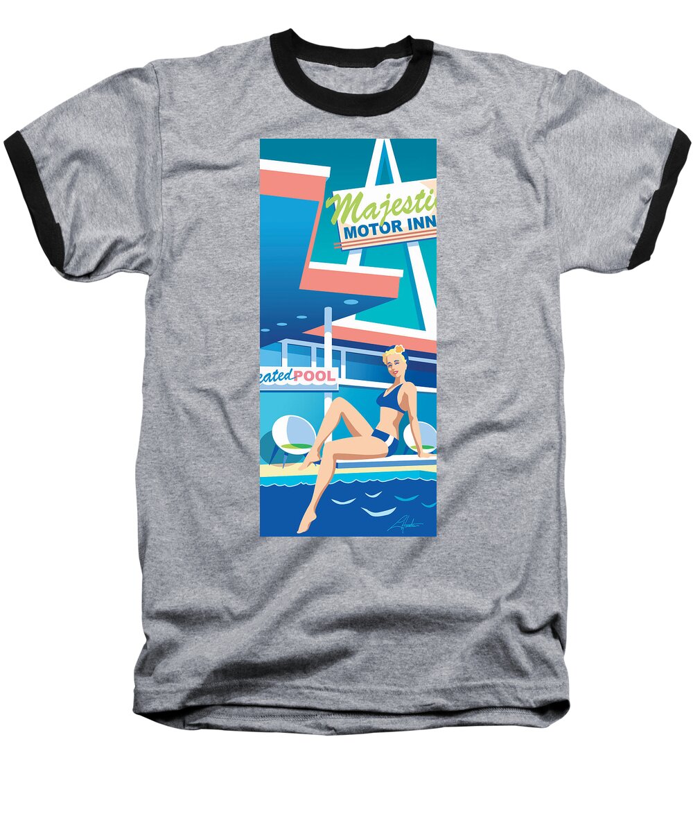 Mid Century Baseball T-Shirt featuring the digital art Majestic by Larry Hunter