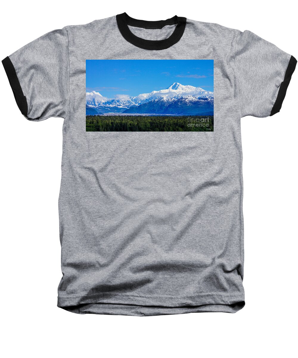 Alaska Baseball T-Shirt featuring the photograph Majestic Mt McKinley by Jennifer White