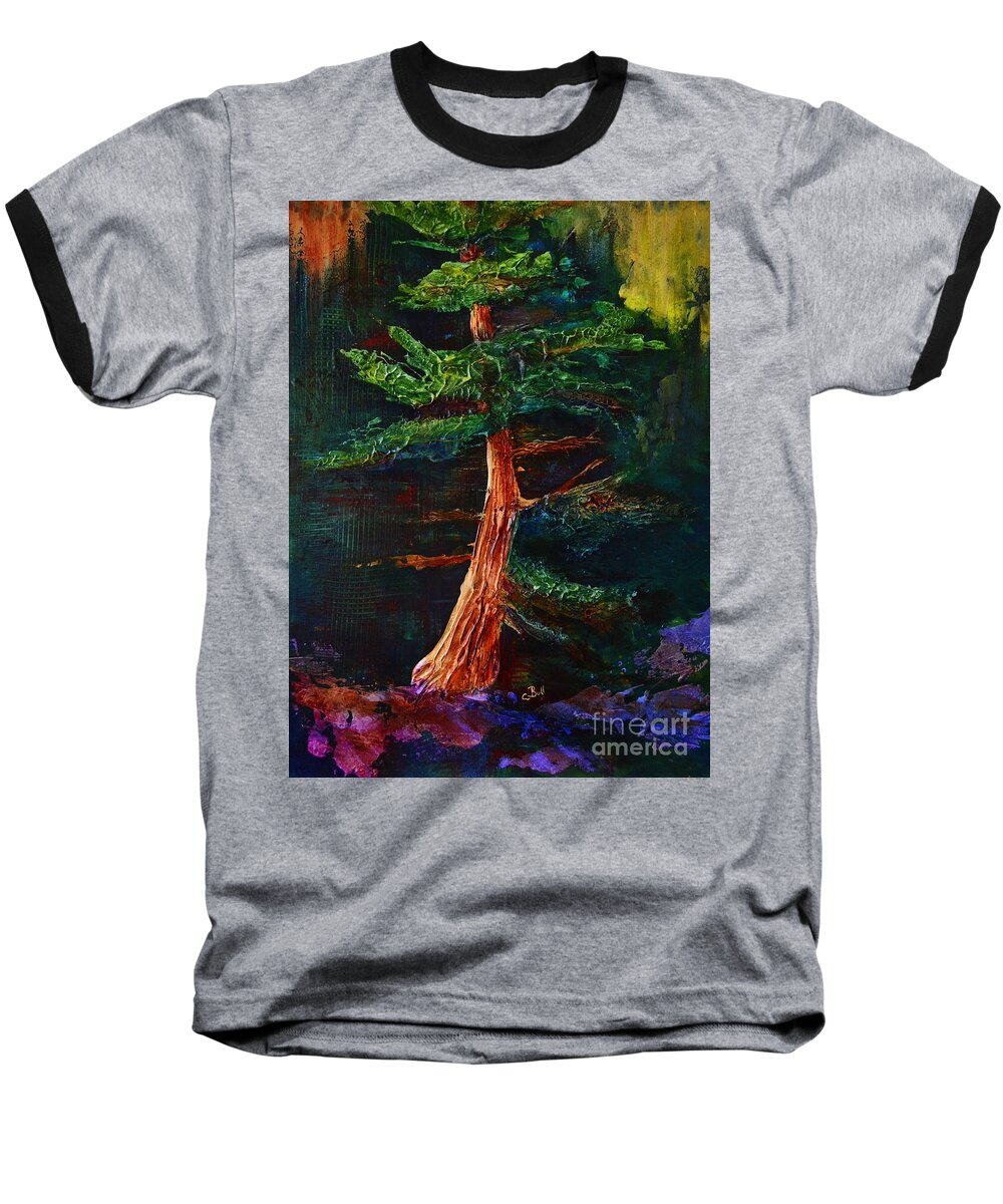 Pine Baseball T-Shirt featuring the painting Majestic Pine by Claire Bull