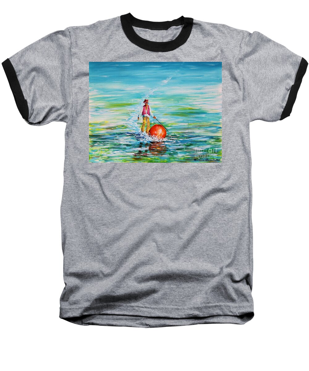 Dariusz Orszulik Baseball T-Shirt featuring the painting Strolling on the water by Dariusz Orszulik