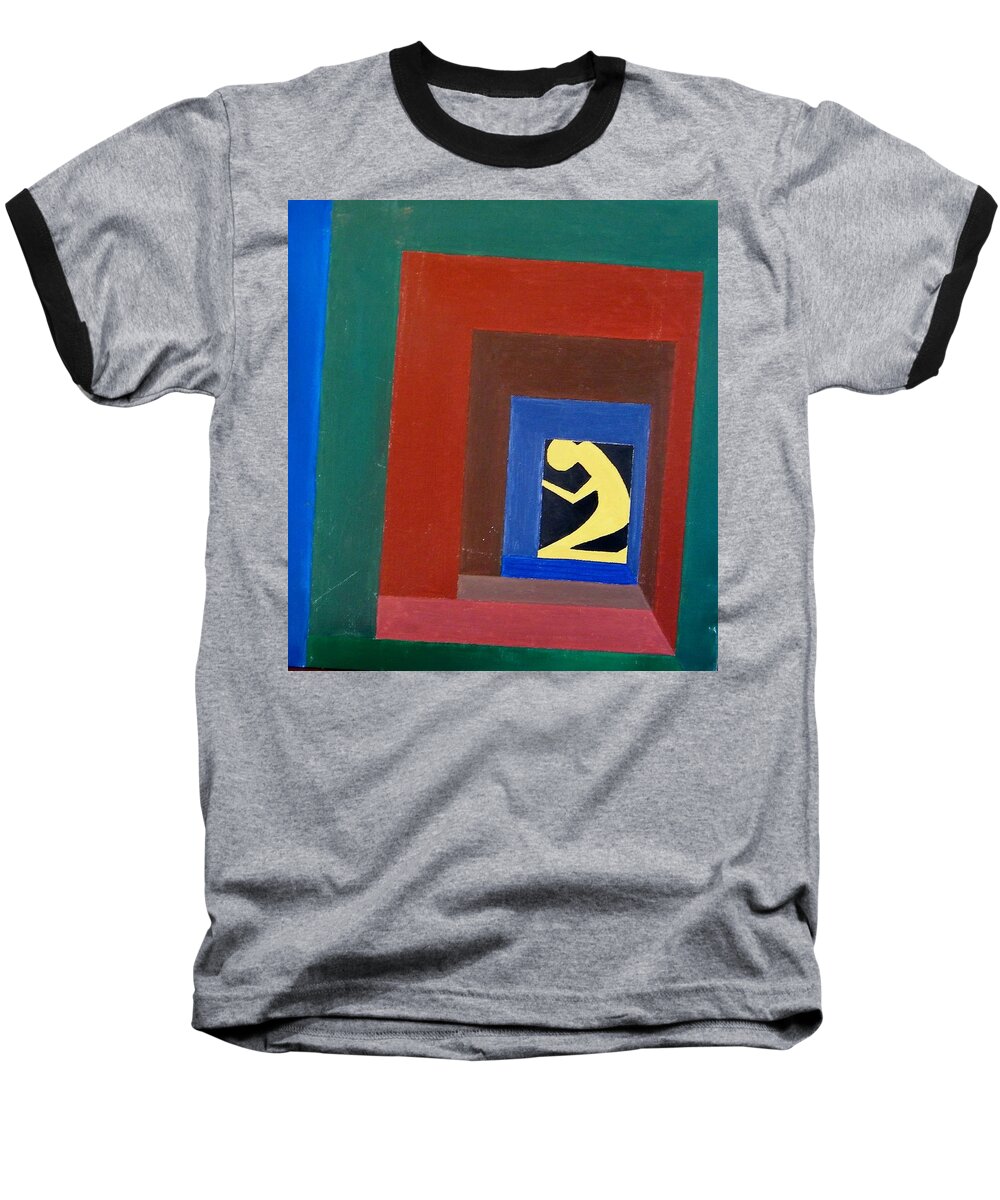 Man Baseball T-Shirt featuring the painting Man in a Box by Lenore Senior