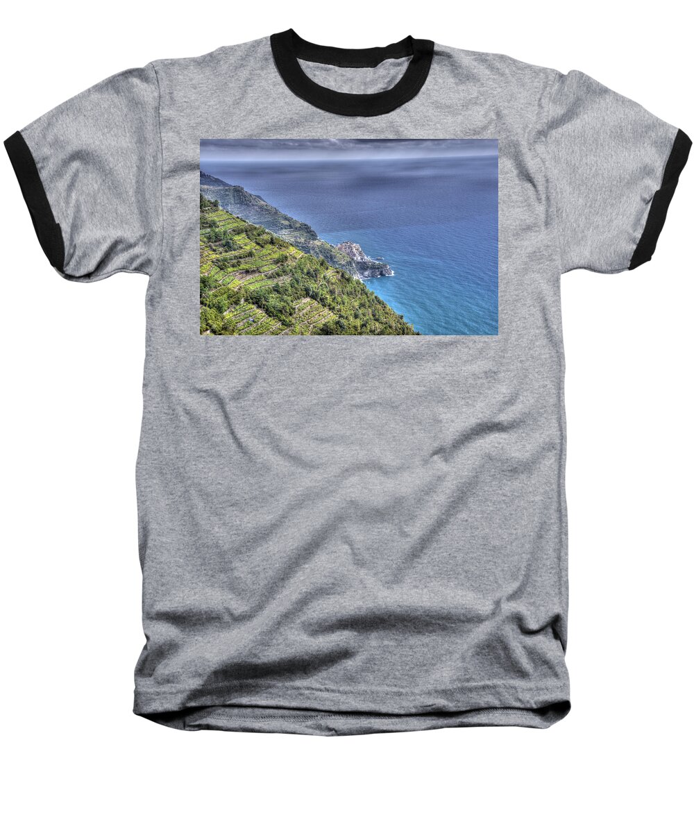 Europe Baseball T-Shirt featuring the photograph Manarola by the Sea by Matt Swinden