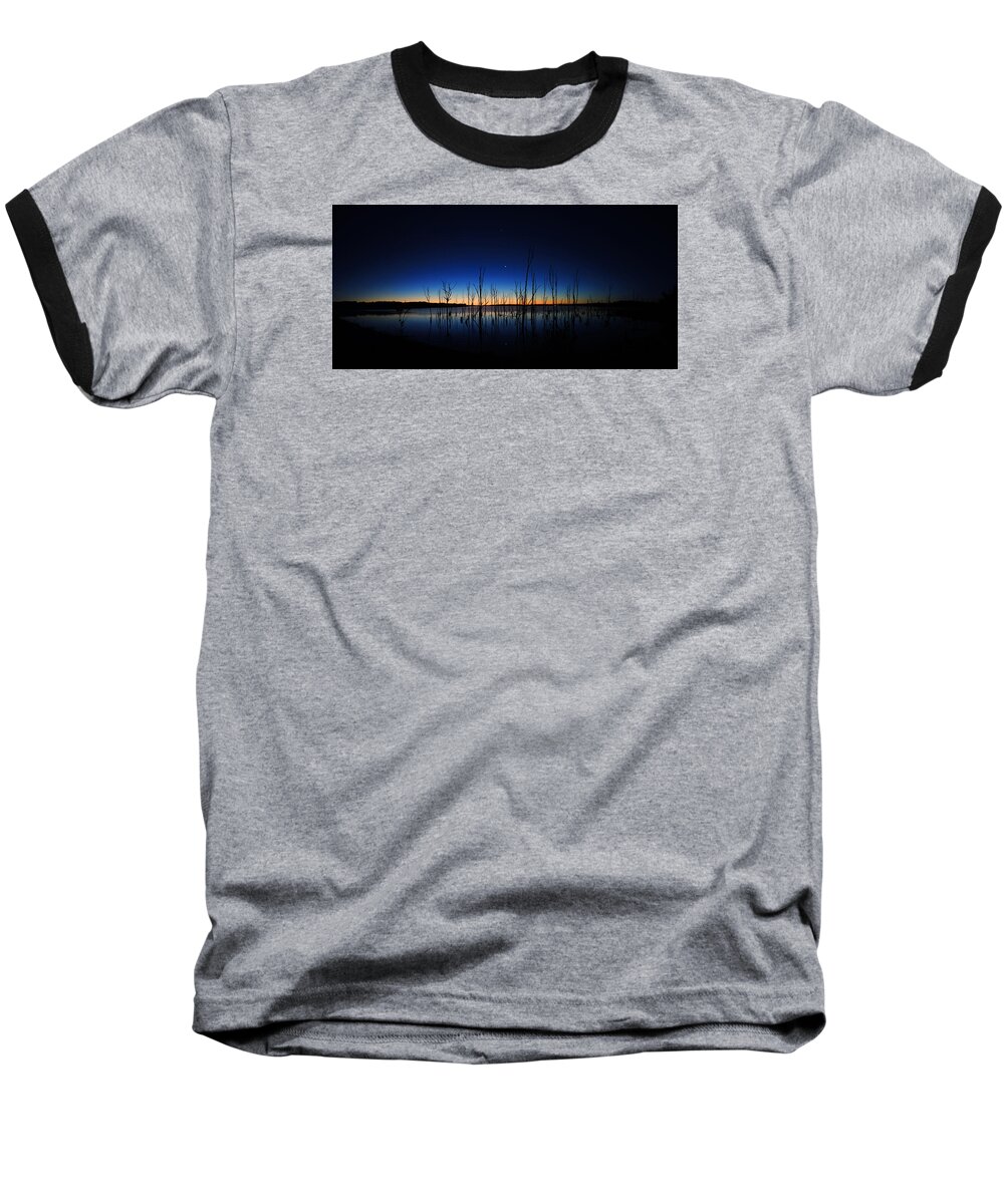Manasquan Reservoir Baseball T-Shirt featuring the photograph Manasquan Reservoir at Dawn by Raymond Salani III