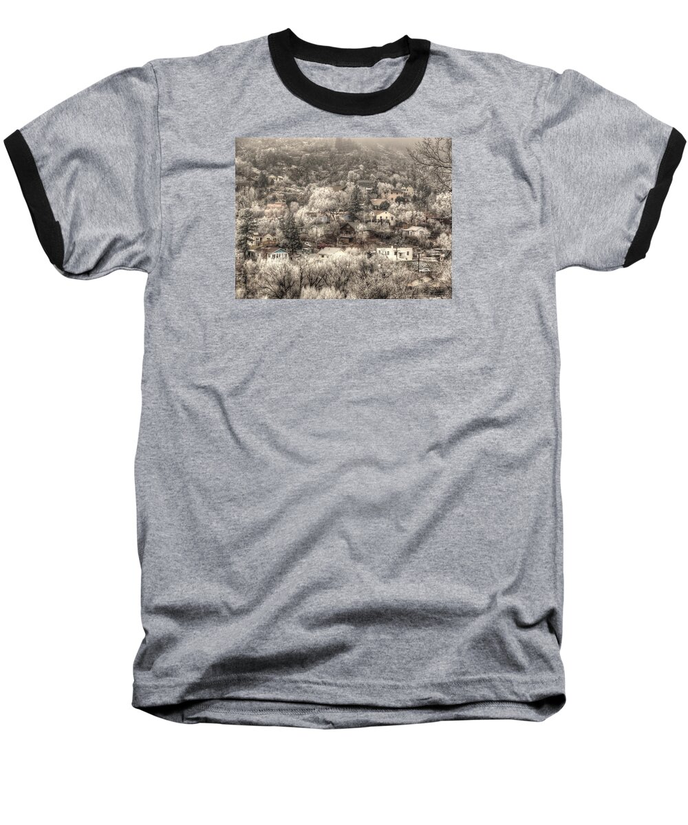 Snow Baseball T-Shirt featuring the photograph Manitou to the South in Snow Close Up by Lanita Williams