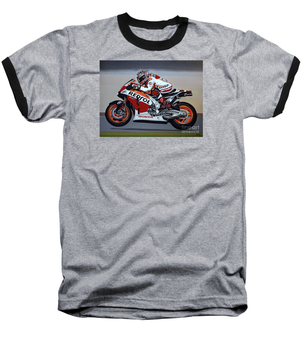 Marc Marquez Baseball T-Shirt featuring the painting Marc Marquez by Paul Meijering