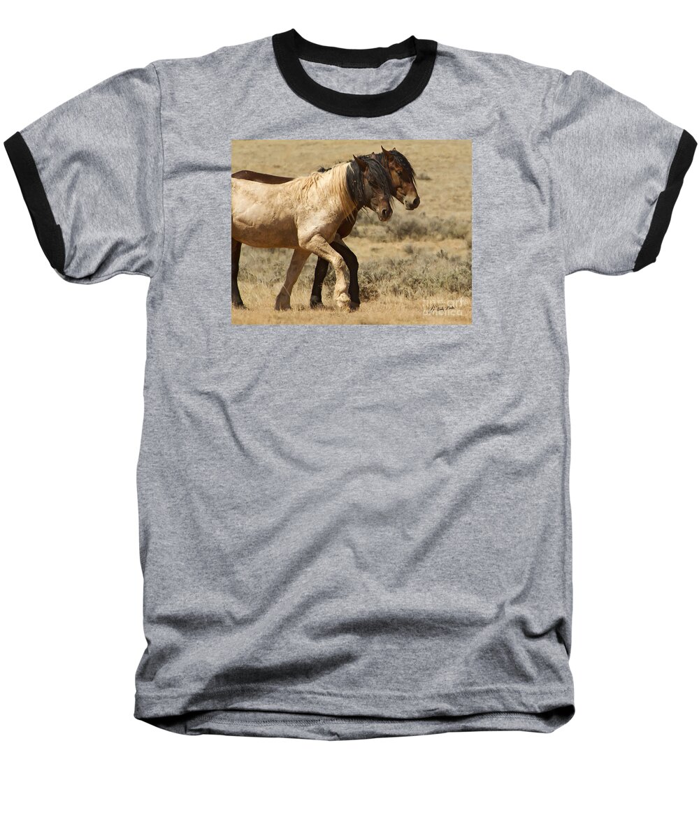 Horse Baseball T-Shirt featuring the photograph Mares In Step-Signed-#9139 by J L Woody Wooden