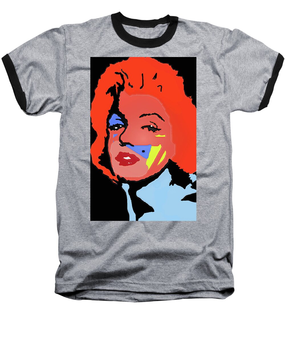 Jfk Baseball T-Shirt featuring the painting Marilyn Monroe In Color by Robert Margetts