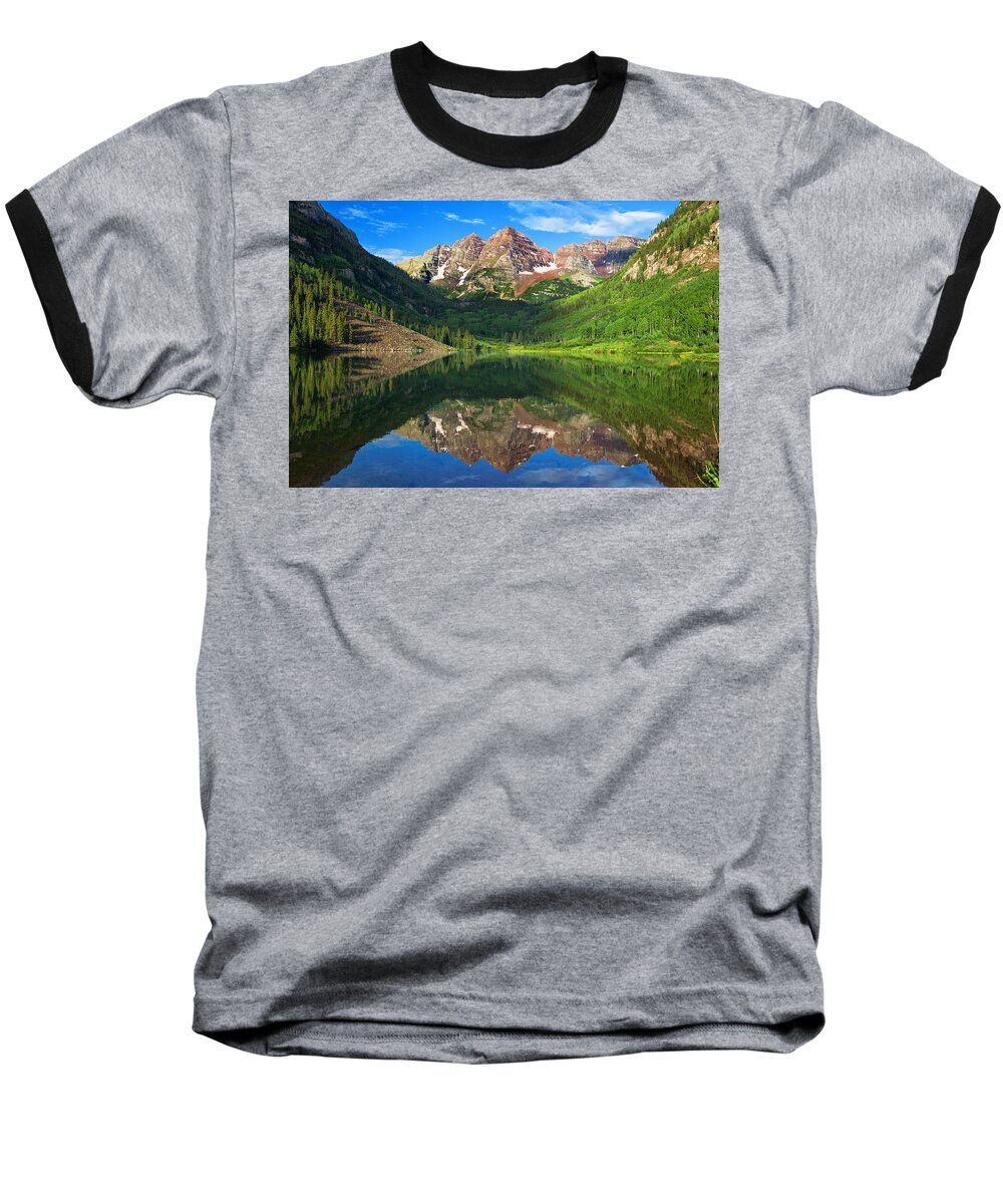 Maroon Bells Baseball T-Shirt featuring the photograph Maroon Morning by Darren White