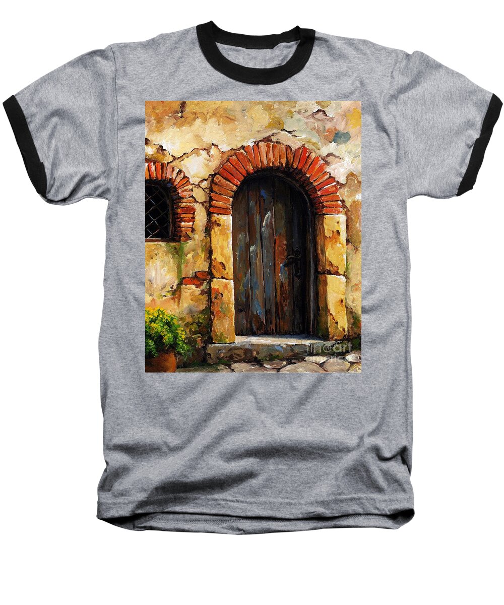 Mediterranean Baseball T-Shirt featuring the painting Mediterranean portal 02 by Emerico Imre Toth