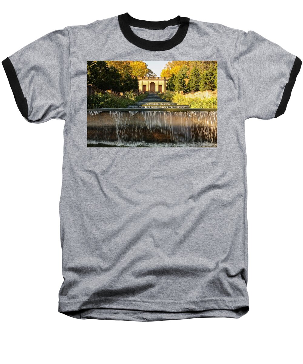 Meridian Baseball T-Shirt featuring the photograph Meridian Hill Park Waterfall by Stuart Litoff