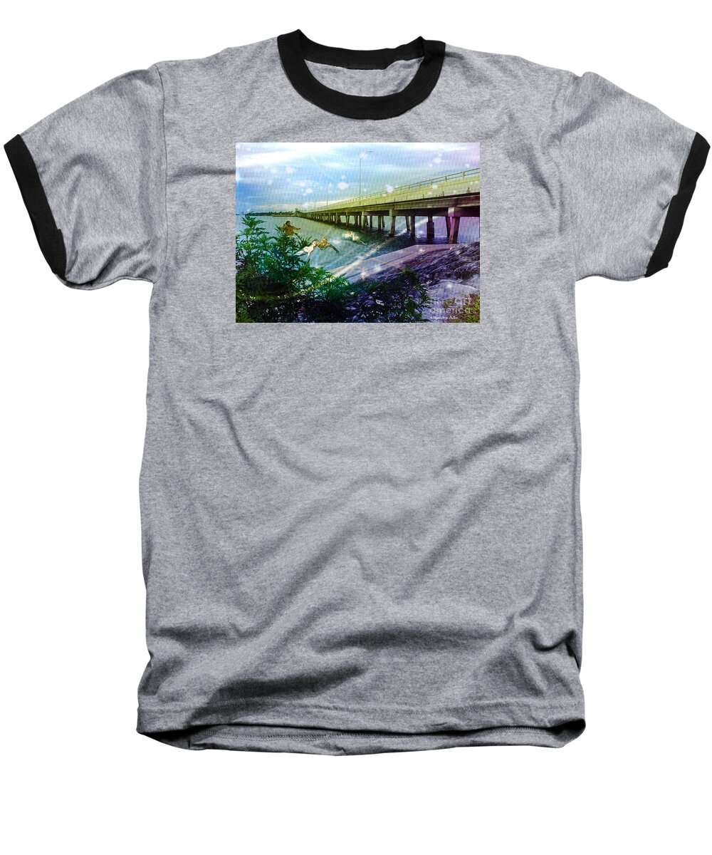 Boating Baseball T-Shirt featuring the digital art Mermaids in Indian River by Megan Dirsa-DuBois