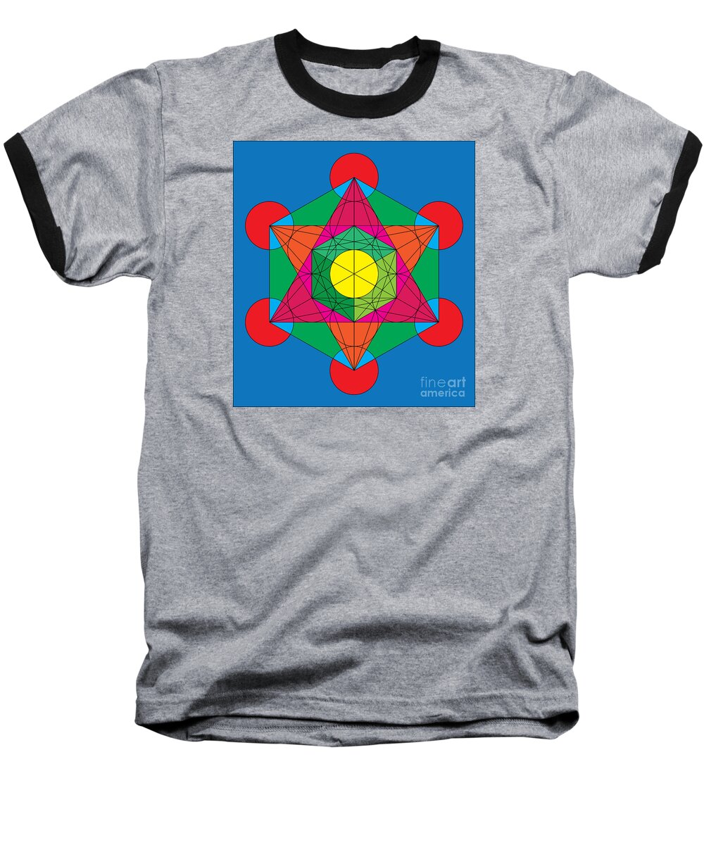 Enoch Baseball T-Shirt featuring the digital art Metatron's Cube in Colors by Steven Dunn