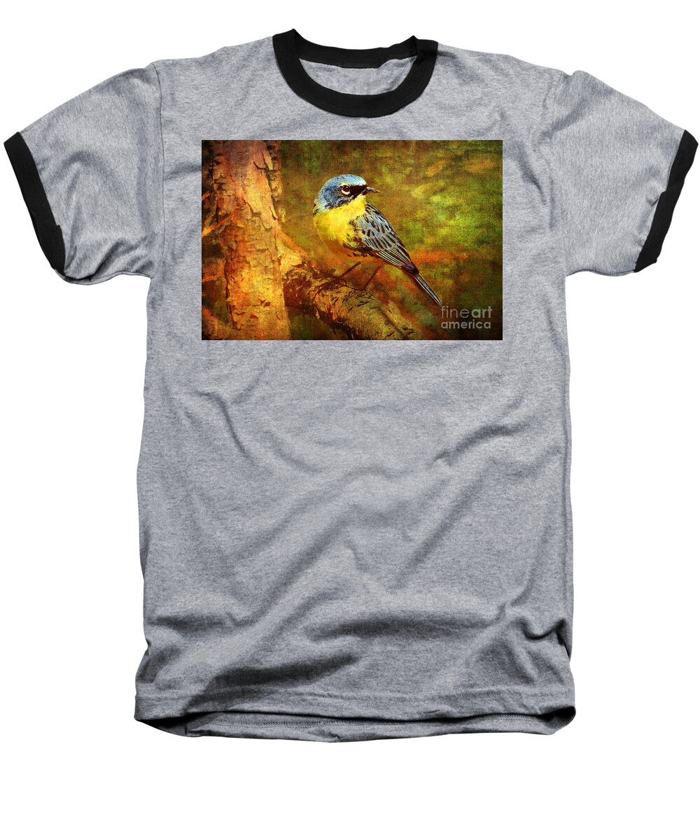 Tapestry Baseball T-Shirt featuring the digital art Michigans Rare Kirtlands Warbler by Lianne Schneider