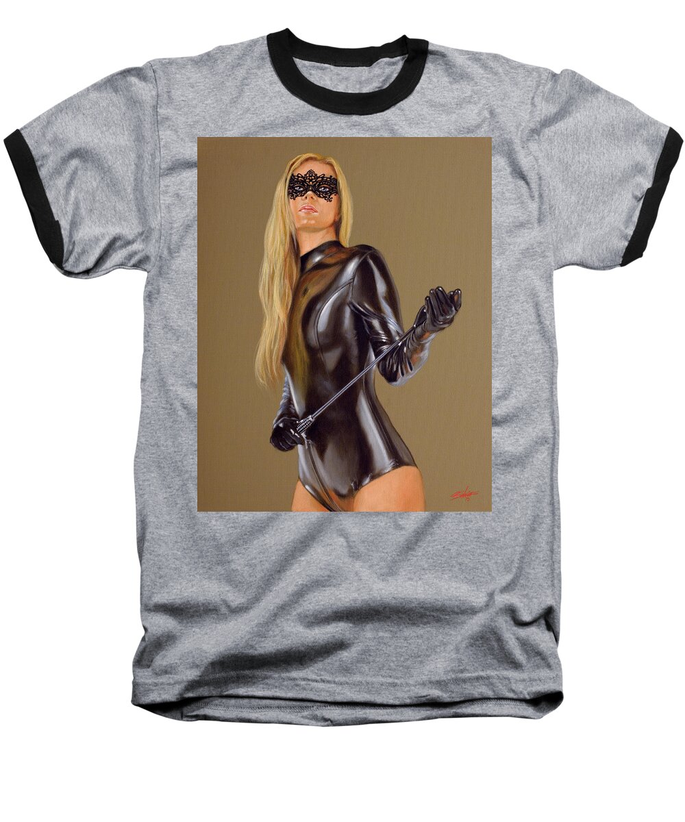 Erotic Baseball T-Shirt featuring the painting Mistress II by John Silver