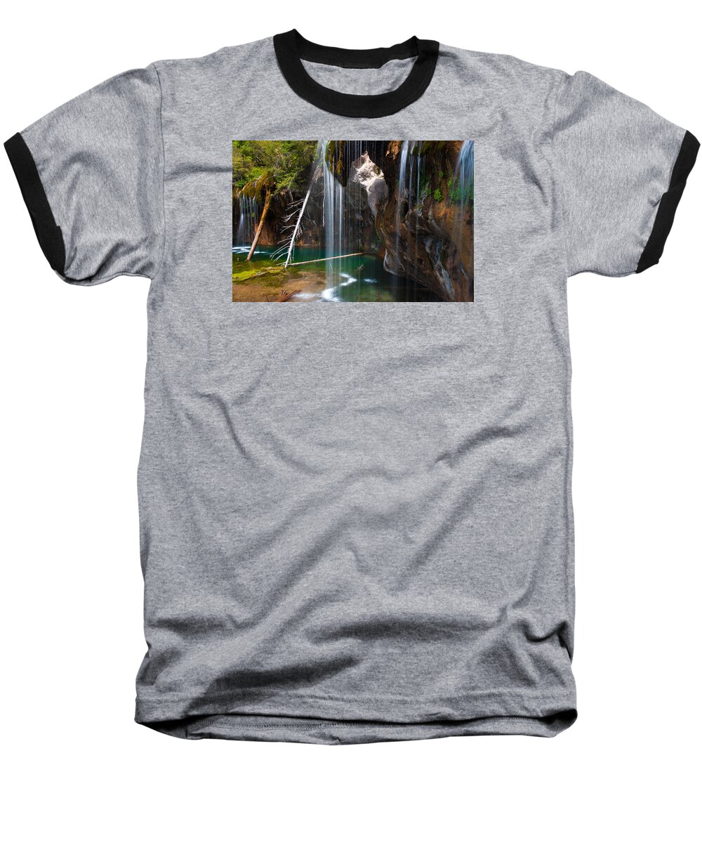 Colorado Baseball T-Shirt featuring the photograph Misty Falls at Hanging Lake by John Hoffman