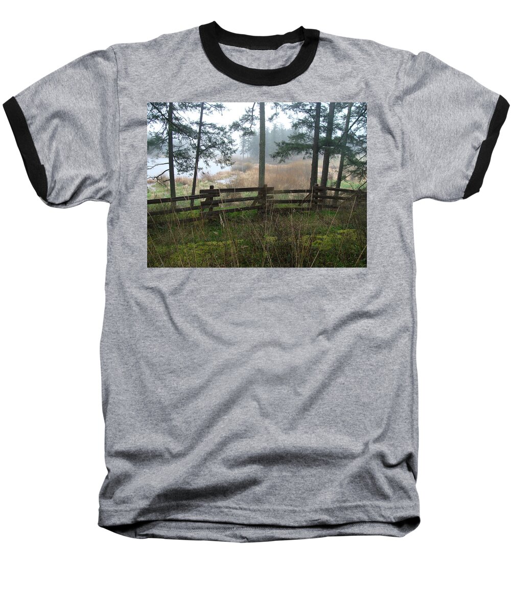 Forest Baseball T-Shirt featuring the photograph Misty Flats by Cheryl Hoyle