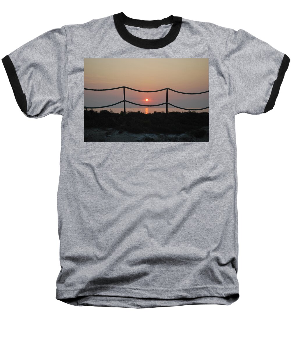 Misty Sunset Baseball T-Shirt featuring the photograph Misty Sunset 1 by George Katechis