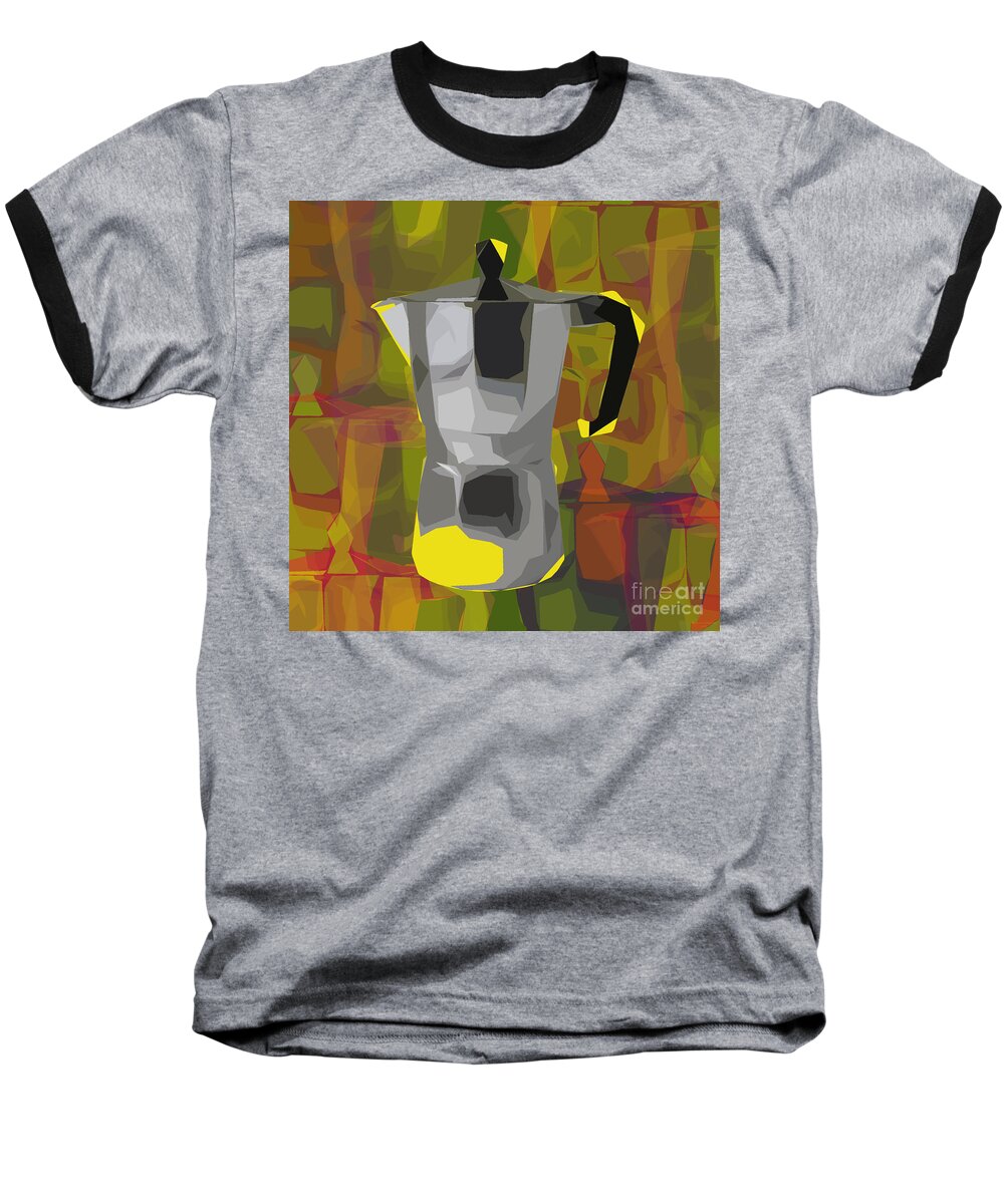 Cafe Baseball T-Shirt featuring the digital art Moka pot by Jean luc Comperat