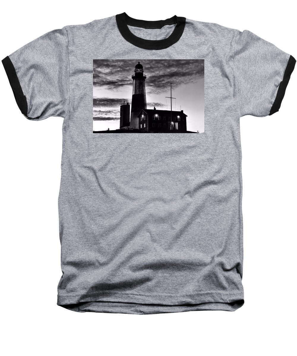 Black Baseball T-Shirt featuring the photograph Montauk Point by DJ Florek