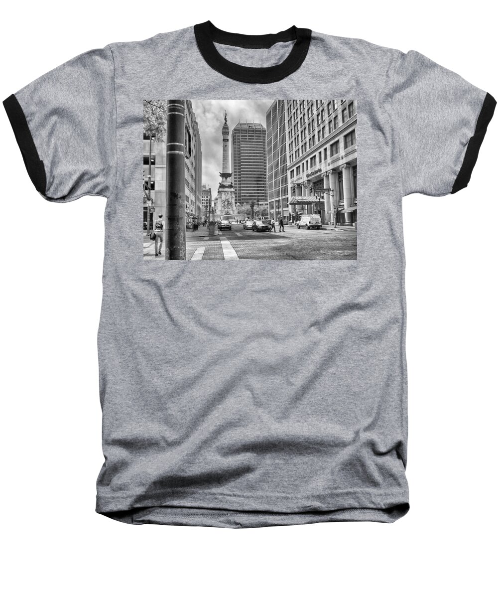 Indianapolis Baseball T-Shirt featuring the photograph Monument Circle by Howard Salmon