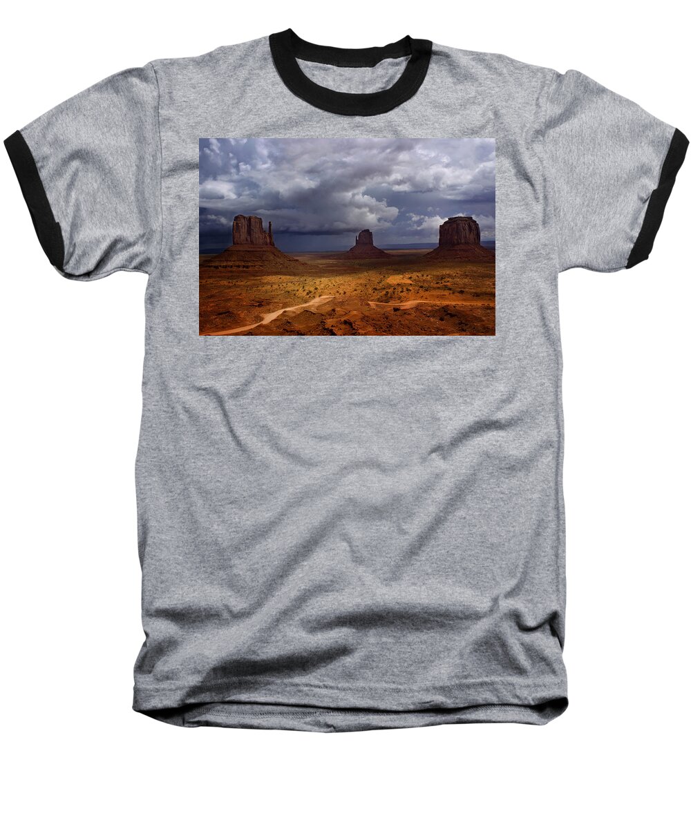 Monument Baseball T-Shirt featuring the photograph Monuments of the West by Ellen Heaverlo
