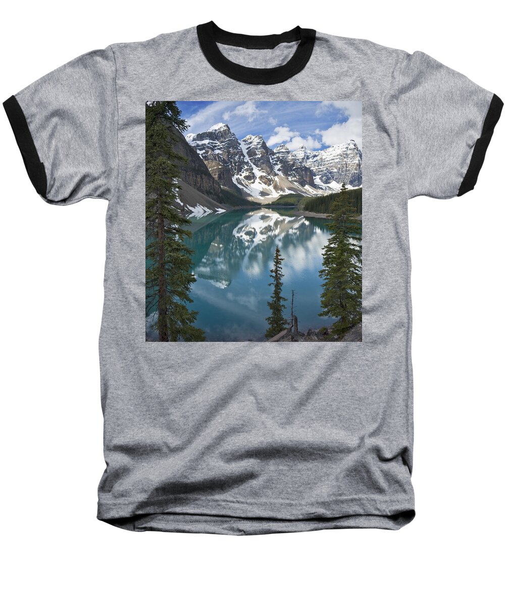 Moraine Baseball T-Shirt featuring the photograph Moraine Lake Overlook by Paul Riedinger