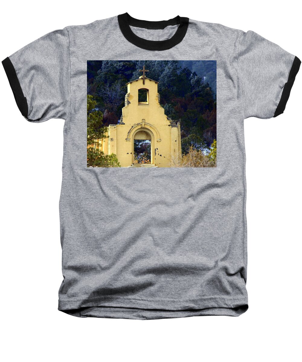 Old Church Baseball T-Shirt featuring the photograph Mountain Mission Church by Barbara Chichester