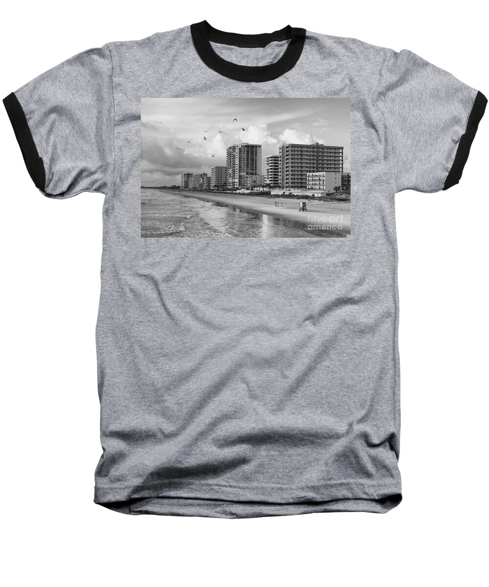 Beach Baseball T-Shirt featuring the photograph Morning at Daytona Beach by Deborah Benoit