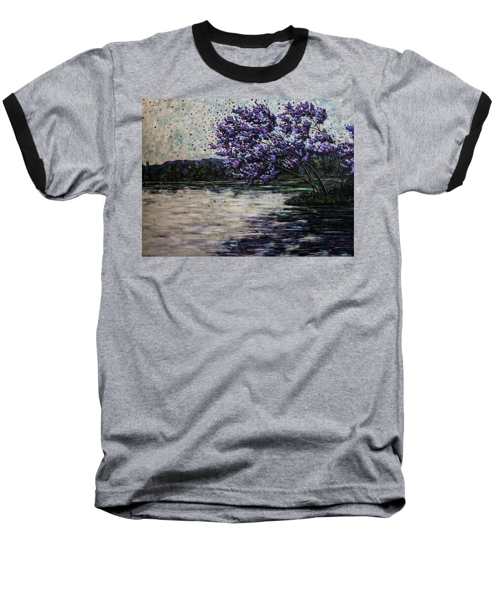 Purple Baseball T-Shirt featuring the painting Morning Reflections by Joel Tesch
