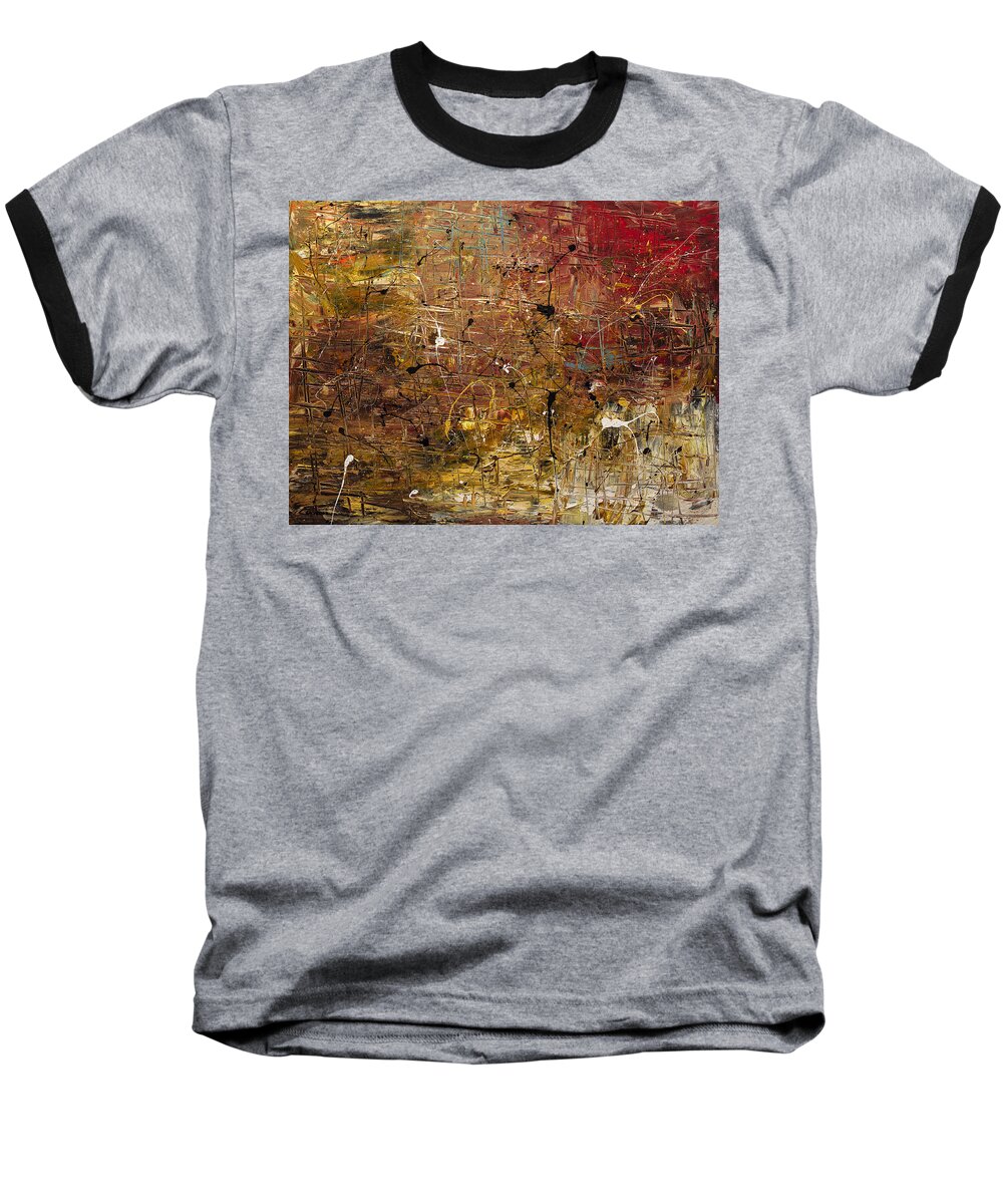 Abstract Art Baseball T-Shirt featuring the painting Mother Lode by Carmen Guedez
