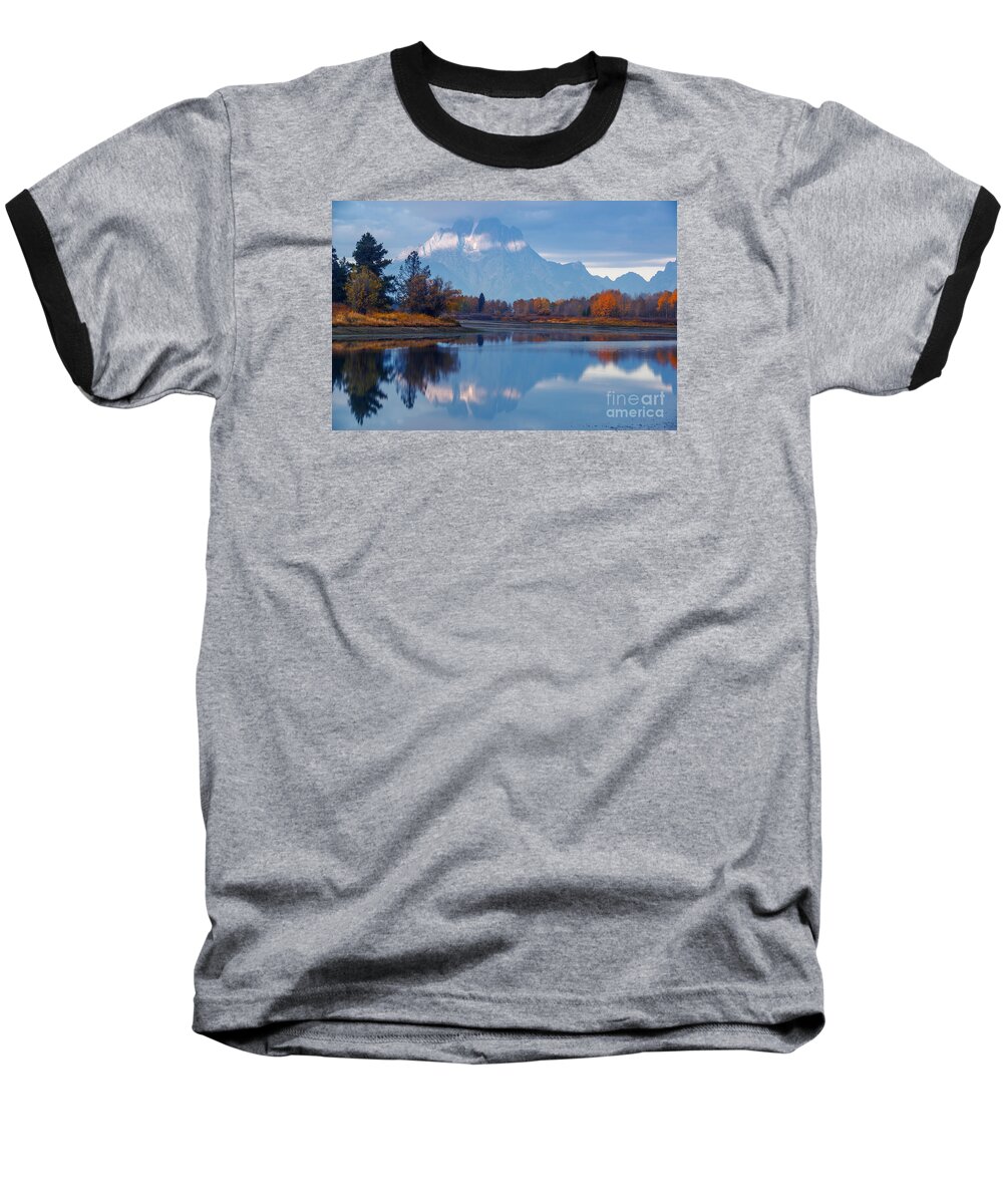 Grand Teton Baseball T-Shirt featuring the photograph Mount Moran from Oxbow Bend in Autumn by Vishwanath Bhat