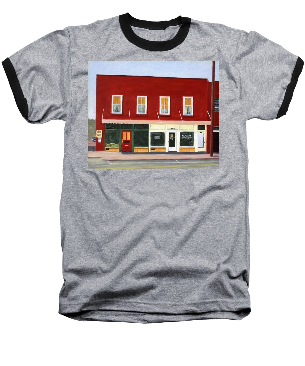 Barber Baseball T-Shirt featuring the painting Mount Pleasant Barber Shop by Stacy C Bottoms