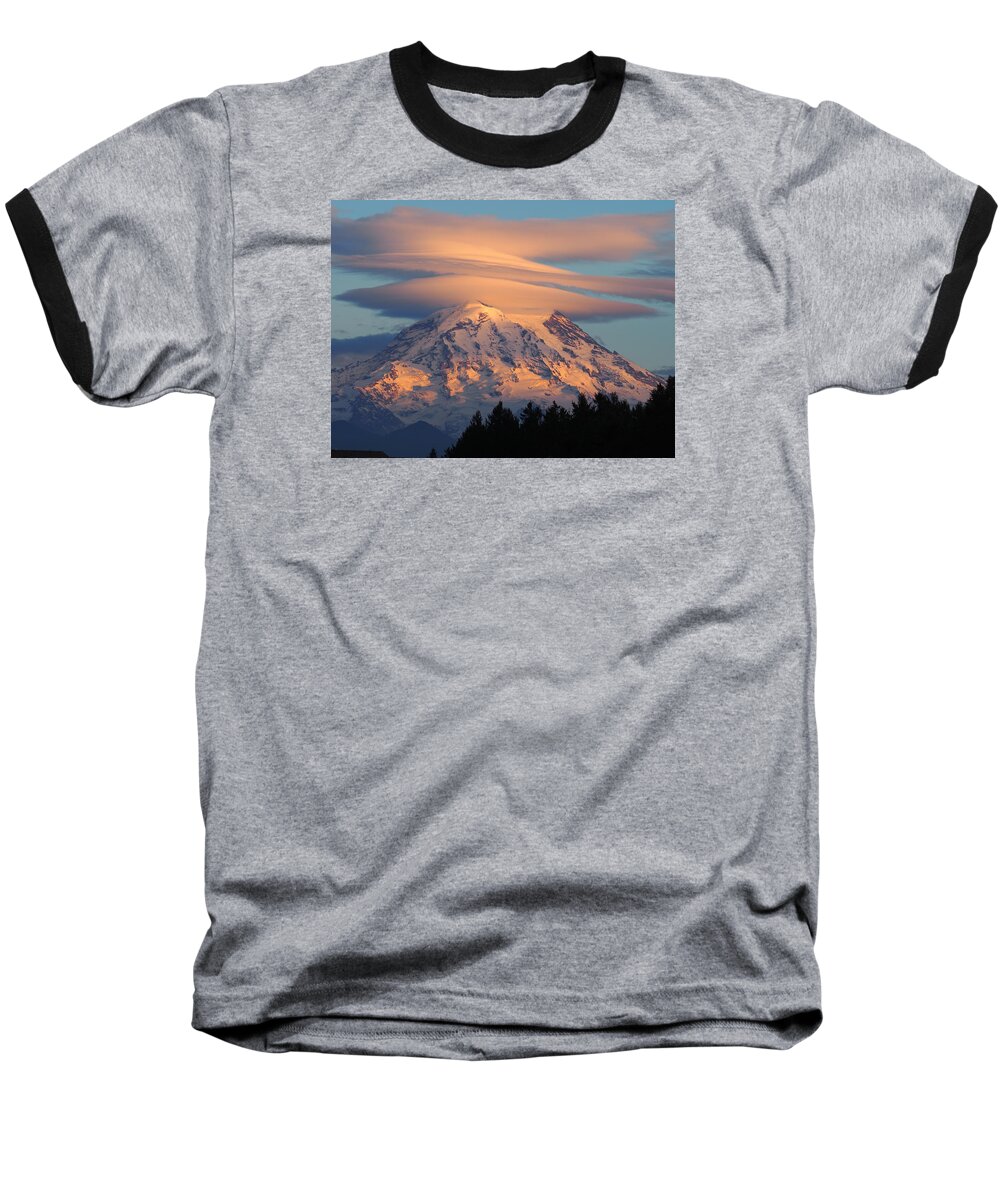 Mount Rainier Baseball T-Shirt featuring the photograph Mount Rainier in November by Jacklyn Duryea Fraizer