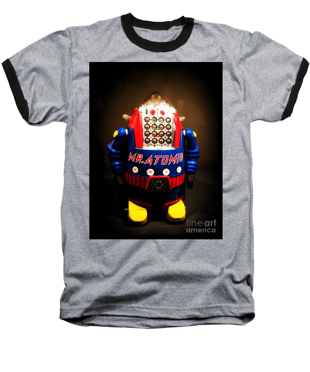 Robot Baseball T-Shirt featuring the photograph Mr. Atomic Tin Robot by Edward Fielding