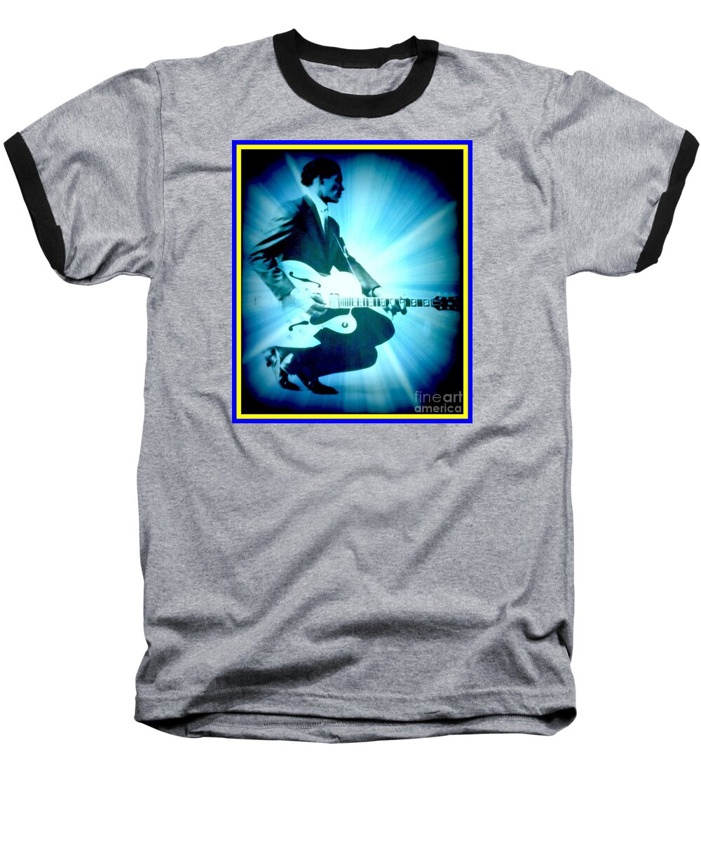  Baseball T-Shirt featuring the photograph Mr Chuck Berry Blueberry Hill Style Edited by Kelly Awad