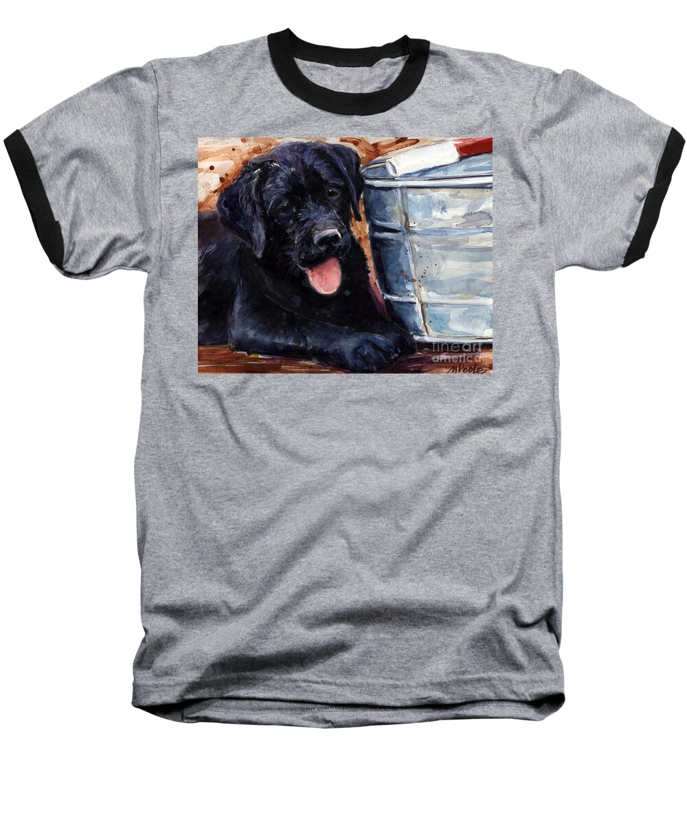 Labrador Retriever Baseball T-Shirt featuring the painting Mud Pies by Molly Poole