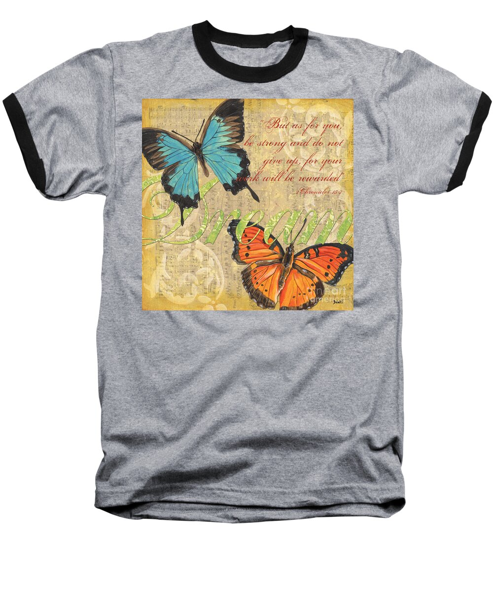 Butterflies Baseball T-Shirt featuring the painting Musical Butterflies 1 by Debbie DeWitt